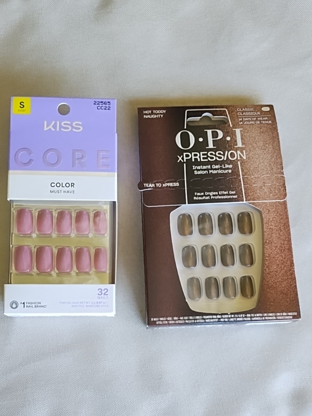 OPI Xpress/ON: Hot Toddy Naughty Brown + Kiss Core Pink Press On Nails